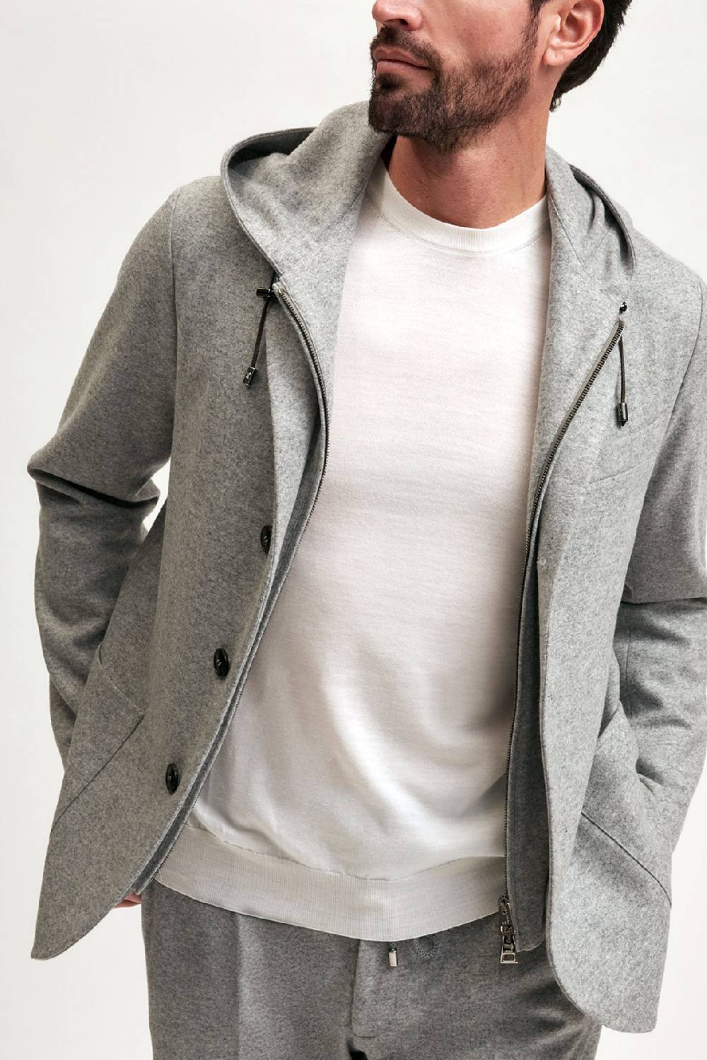 Manzoni 24 Giacca jersey in lana con davantino staccabile In Saldo