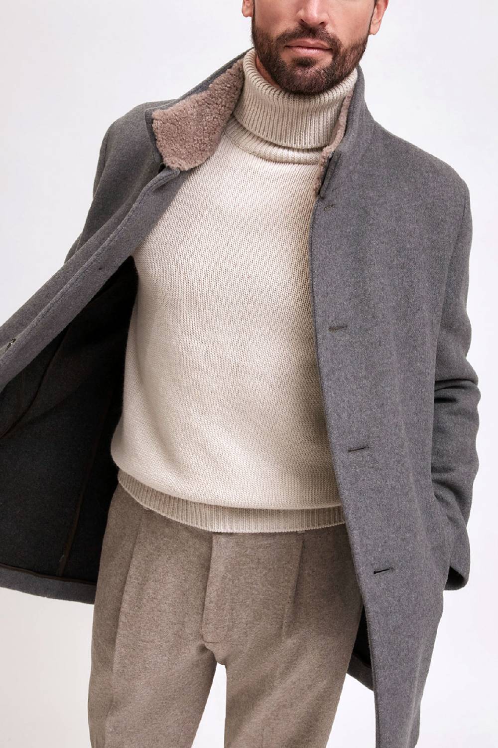 Manzoni 24 Cappotto in lana con collo in montone curly 2025