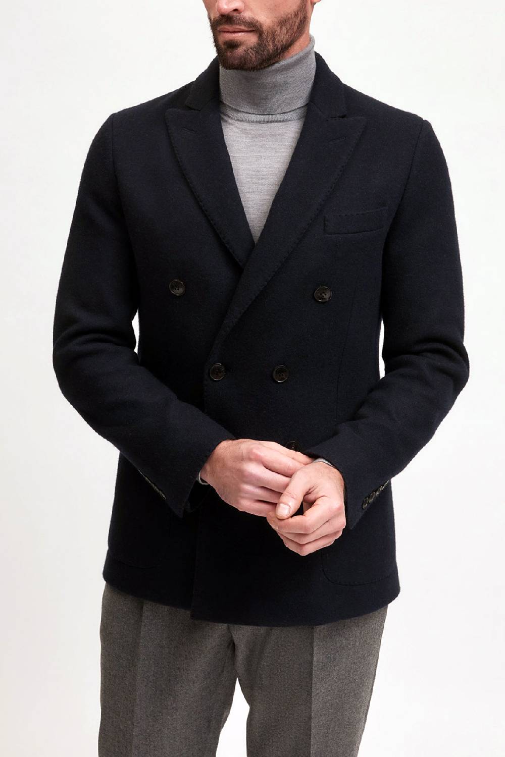Manzoni 24 Giacca doppiopetto jersey in tessuto cashmere Loro Piana Italia
