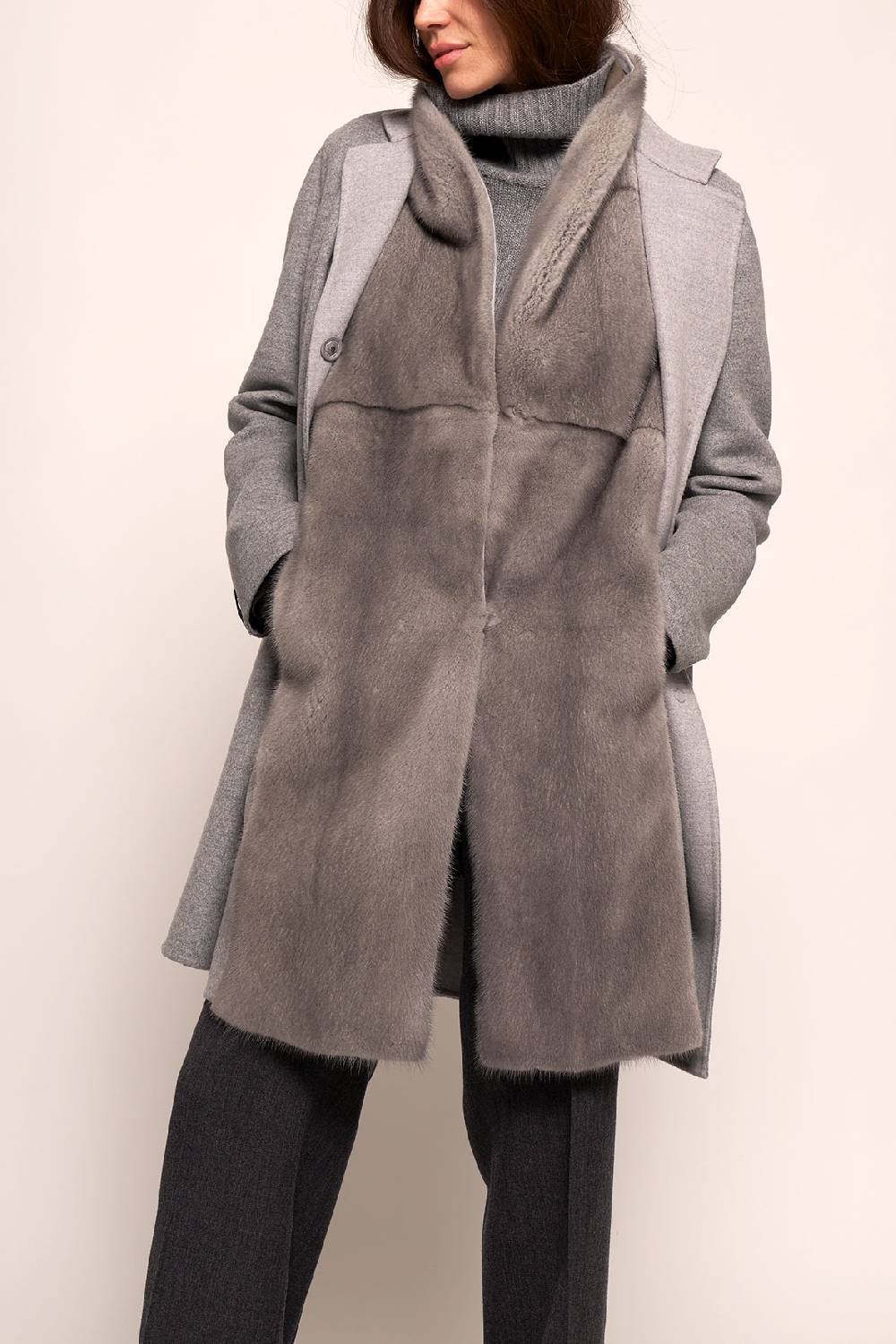 Manzoni 24 Gilet visone con tessuto cashmere Loro Piana Soddisfazione Garantita