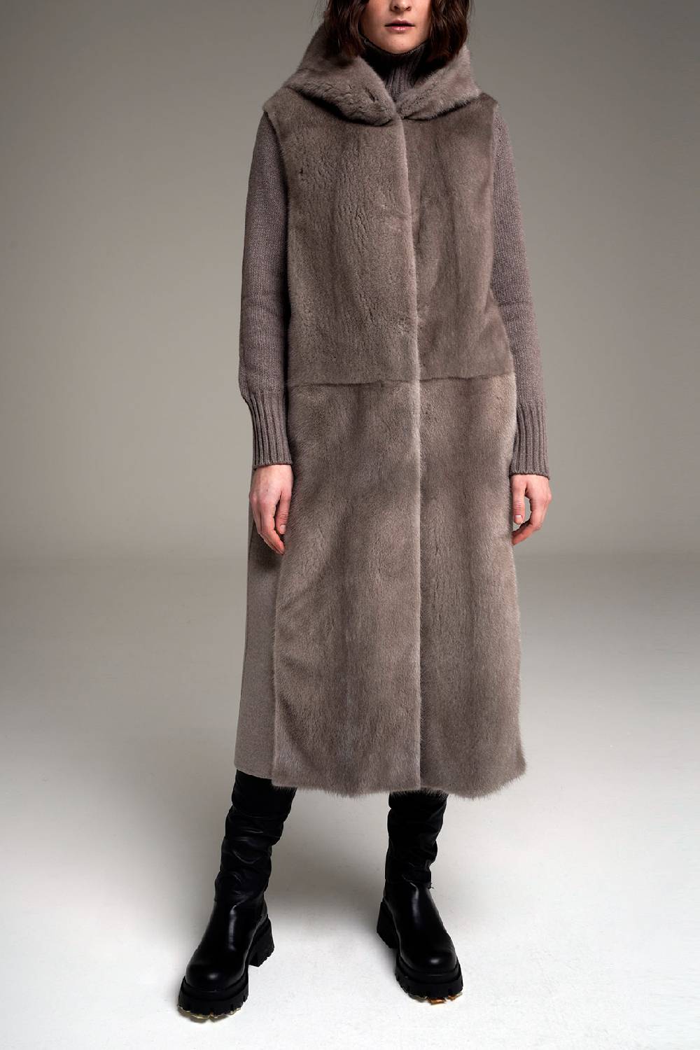 Manzoni 24 Gilet visone con tessuto cashmere Loro Piana Fino Al -60%