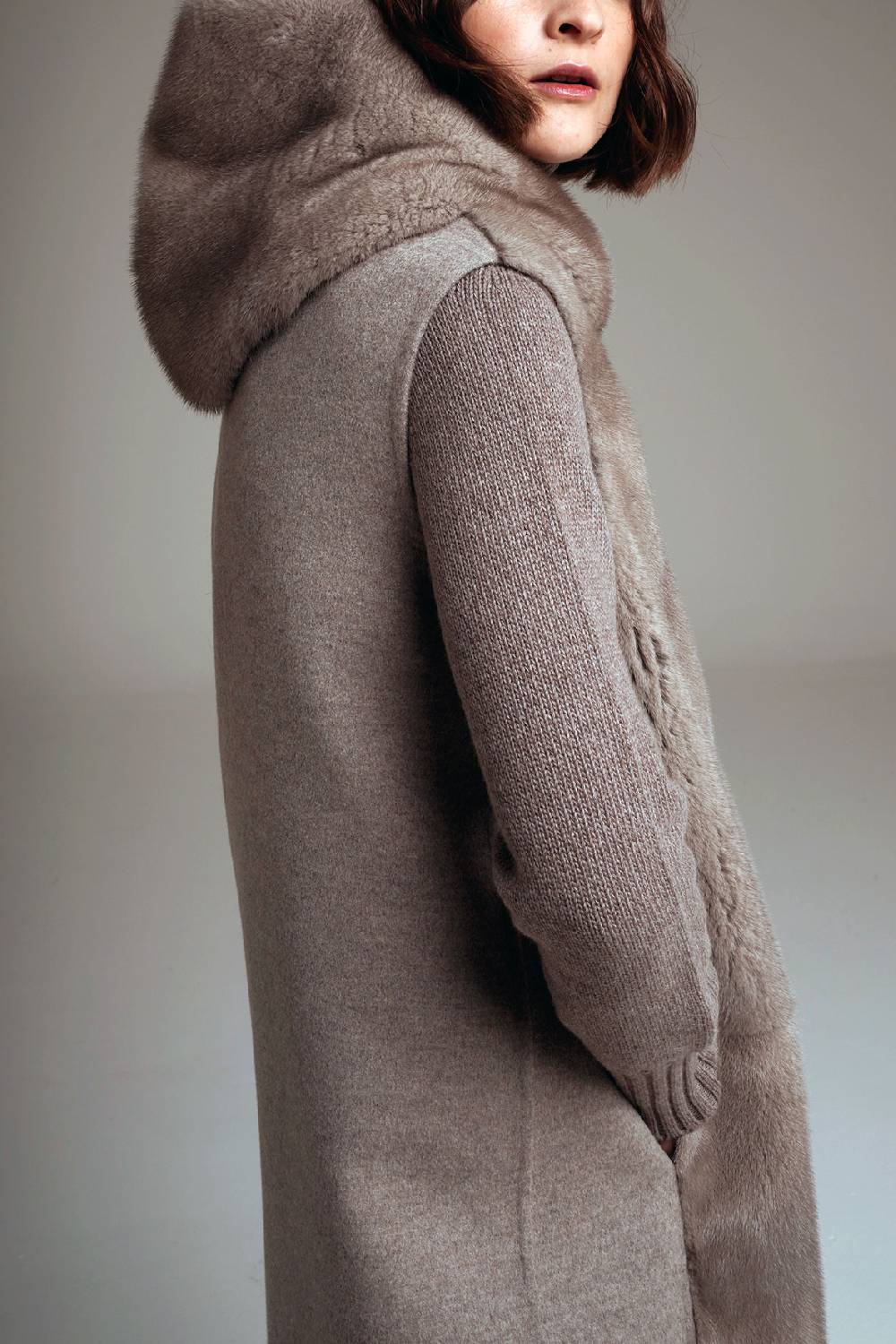 Manzoni 24 Gilet visone con tessuto cashmere Loro Piana Fino Al -60%