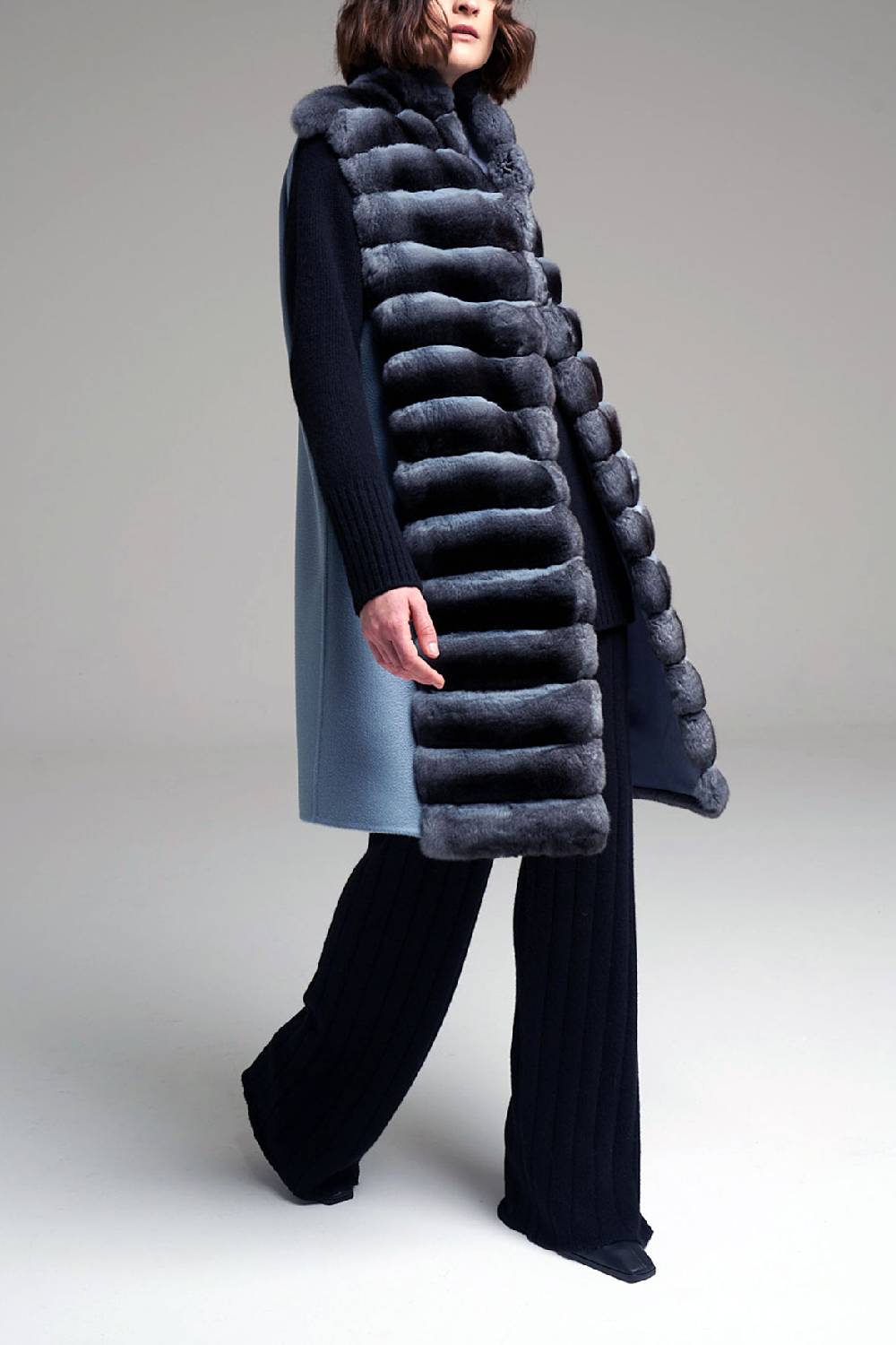 Manzoni 24 Gilet chinchilla con cashmere Prezzo Ridotto