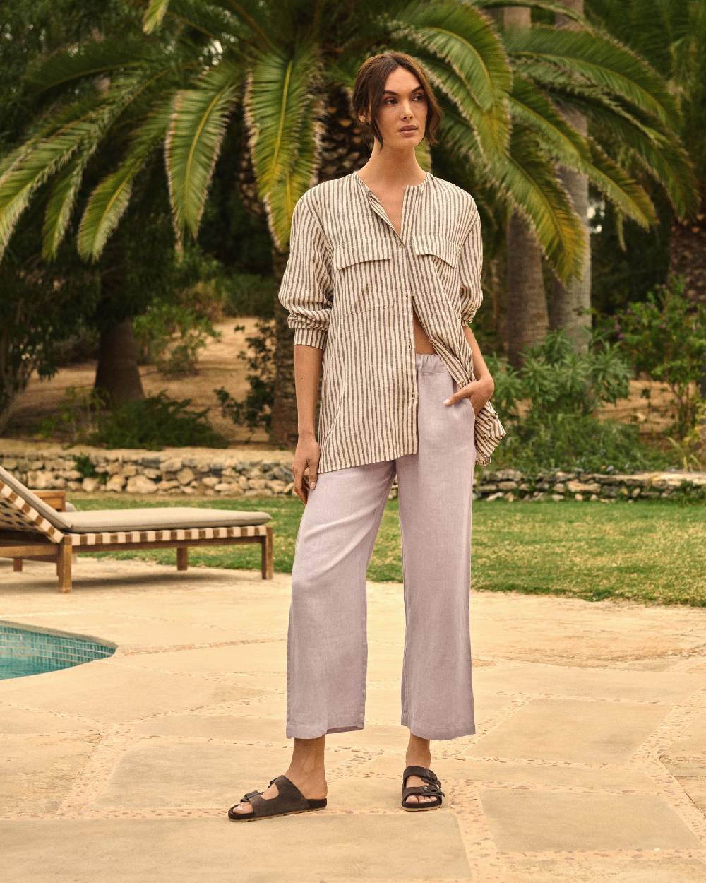 Manebí Linen Belem Trousers - Iris Vendita Calda