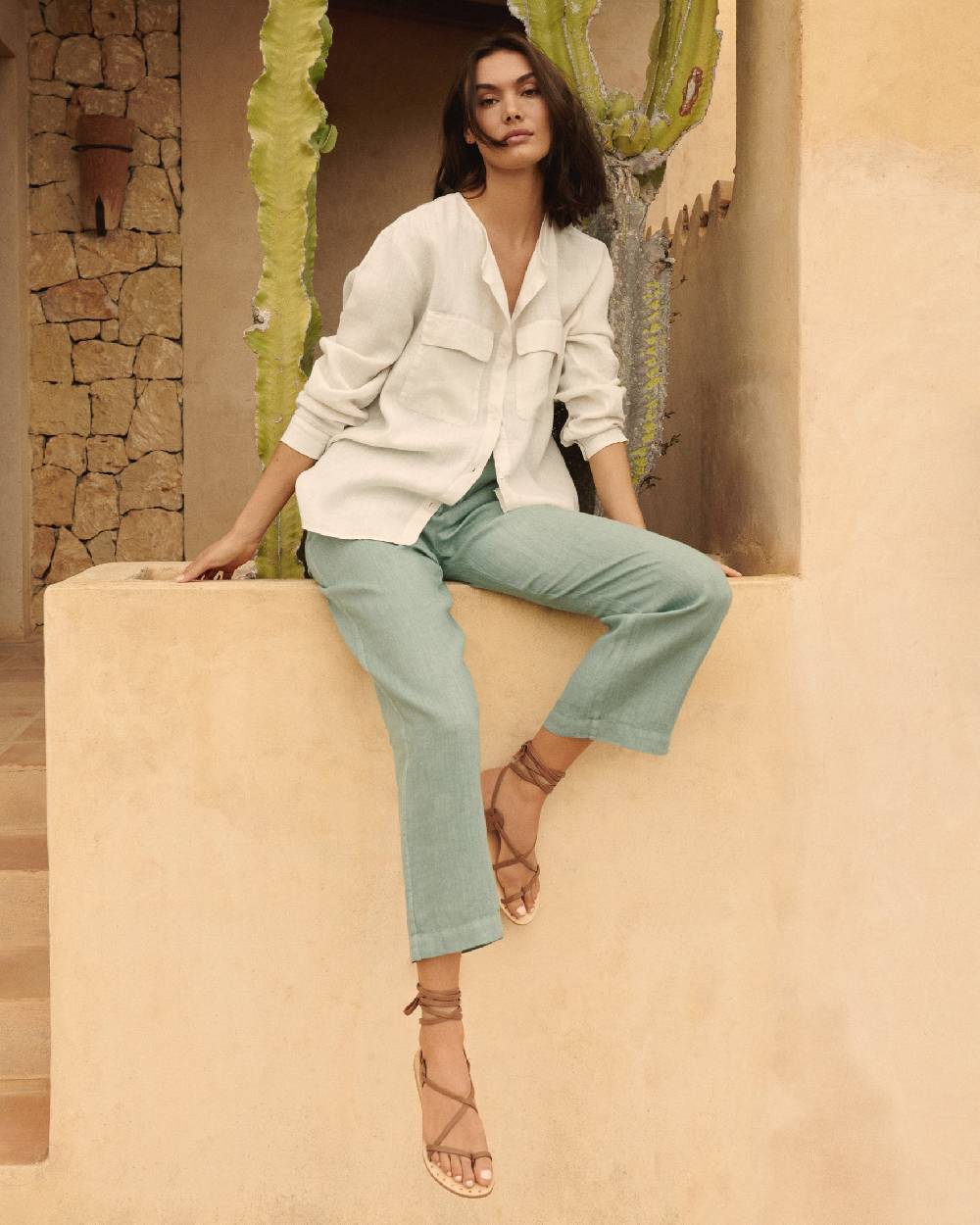 Manebí Linen Valparaiso Shirt - Eggnog Offerta speciale