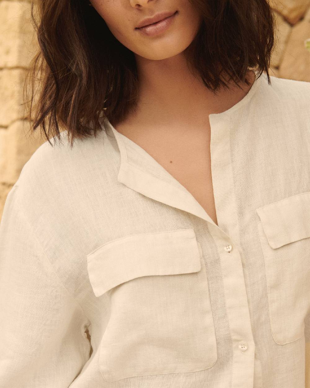 Manebí Linen Valparaiso Shirt - Eggnog Offerta speciale
