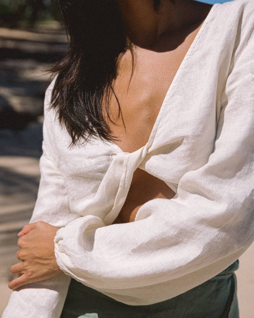 Manebí Linen Antigua Top - Eggnog Flash Sale