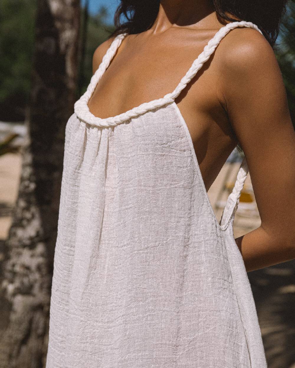 Manebí Linen Gauze Maracaibo Dress - White Offerta esclusiva