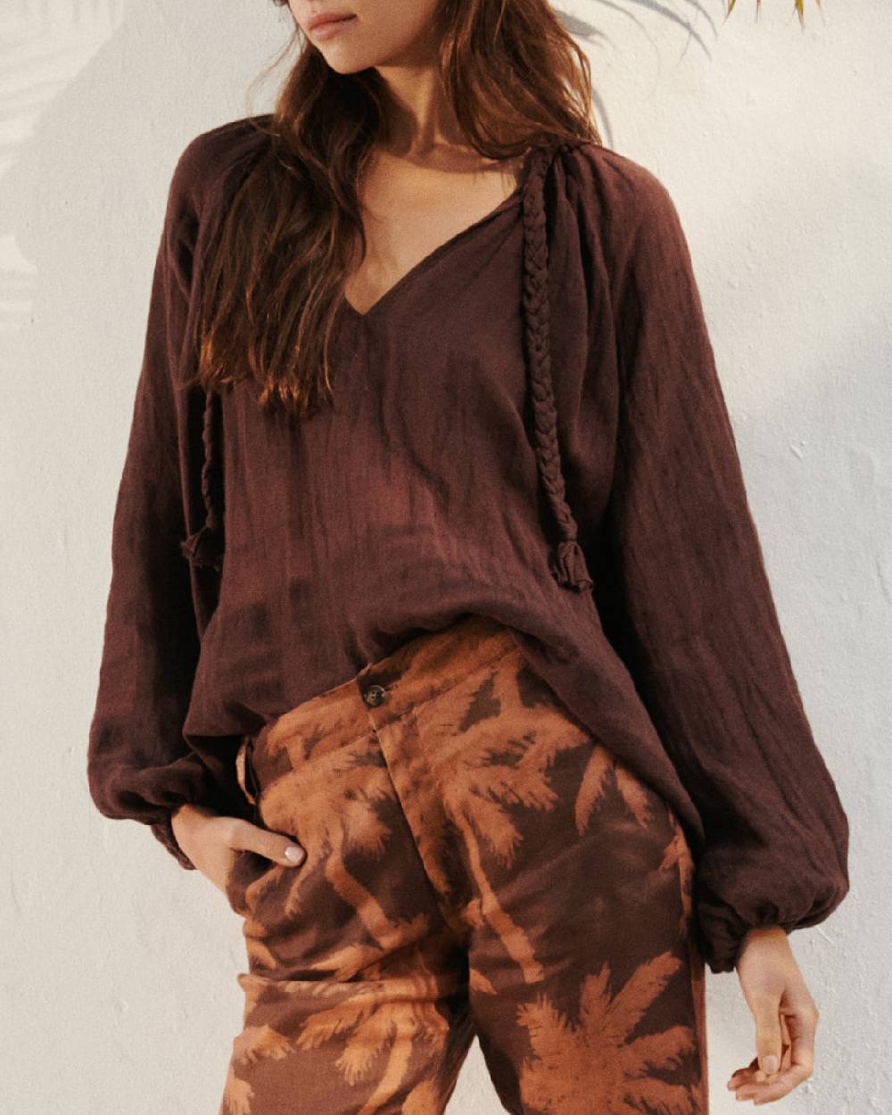 Manebí Linen Gauze Mykonos Shirt - Cocoa Offerta migliore
