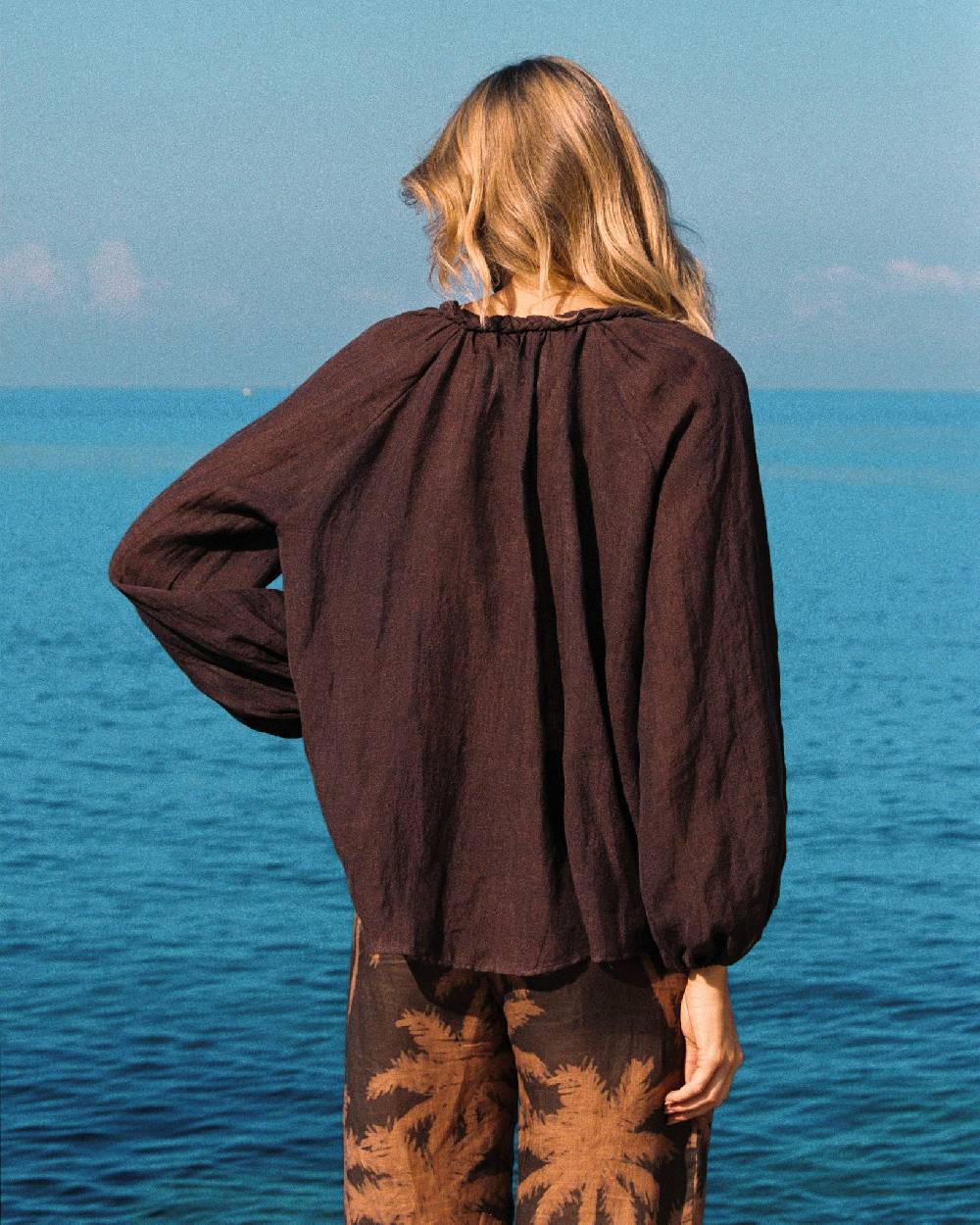Manebí Linen Gauze Mykonos Shirt - Cocoa Offerta migliore