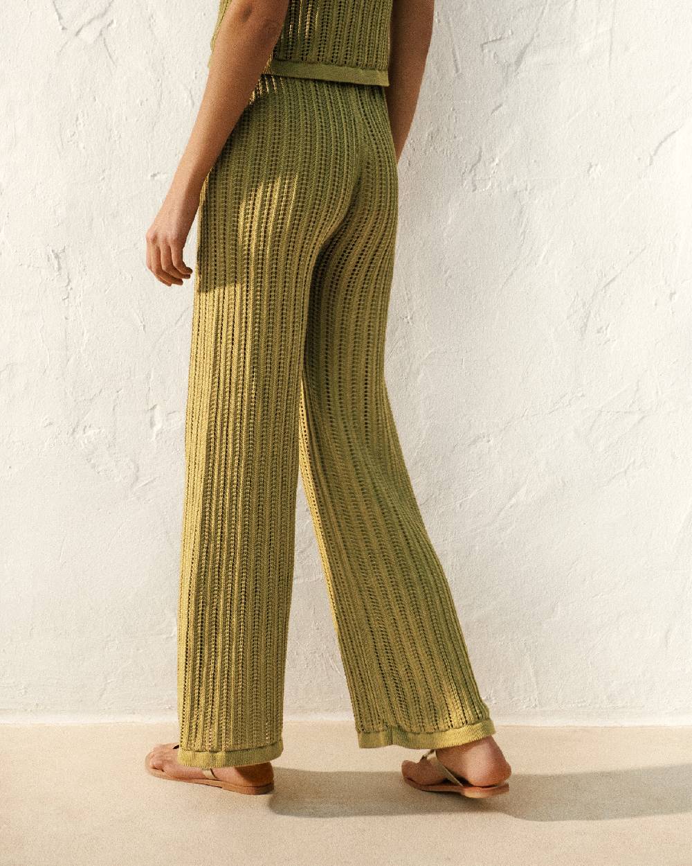 Manebí Cotton Crochet Lipari Trousers - Cactus Green Grandi sconti