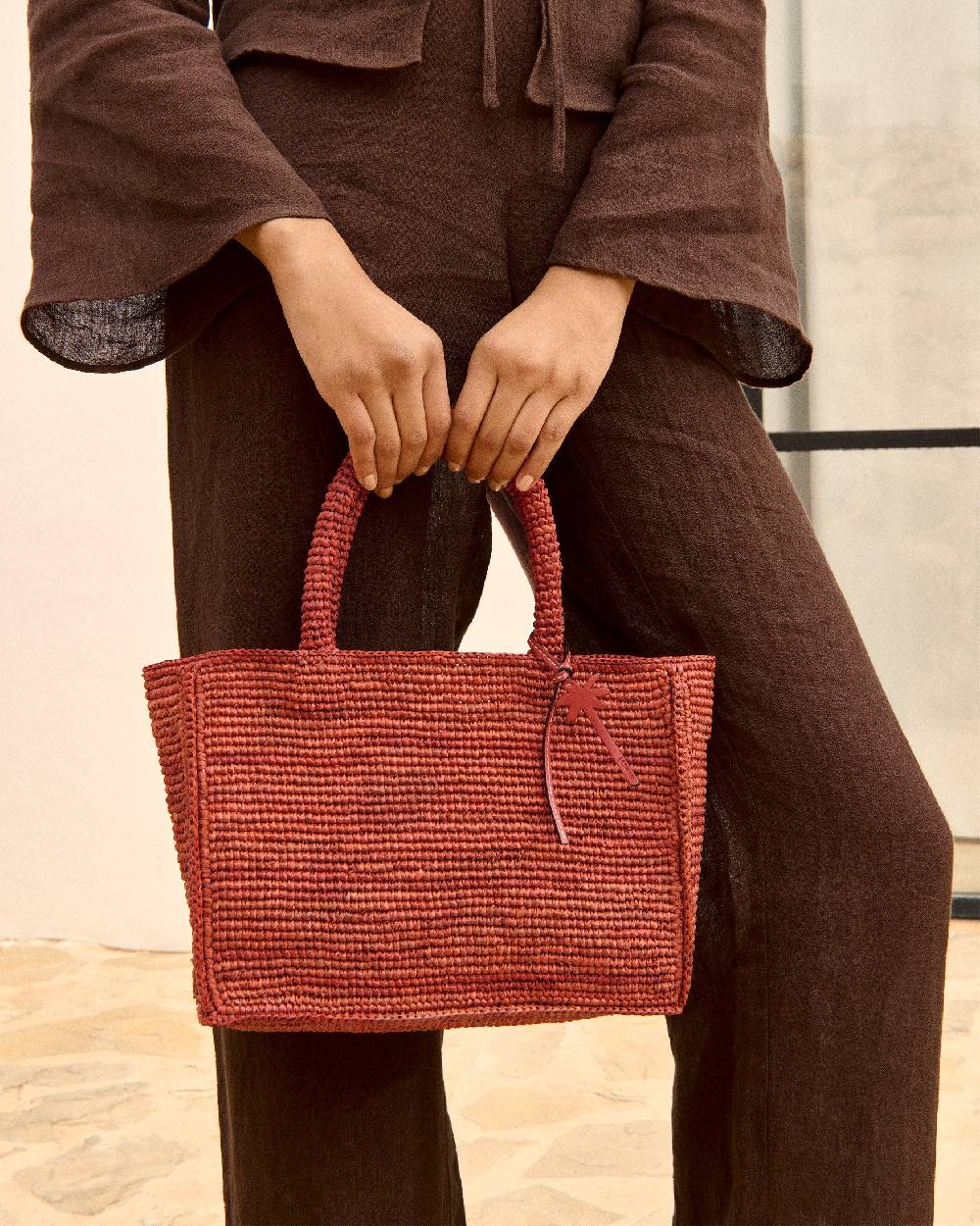 Manebí Raffia Sunset Bag Small - Rust Enormi risparmi