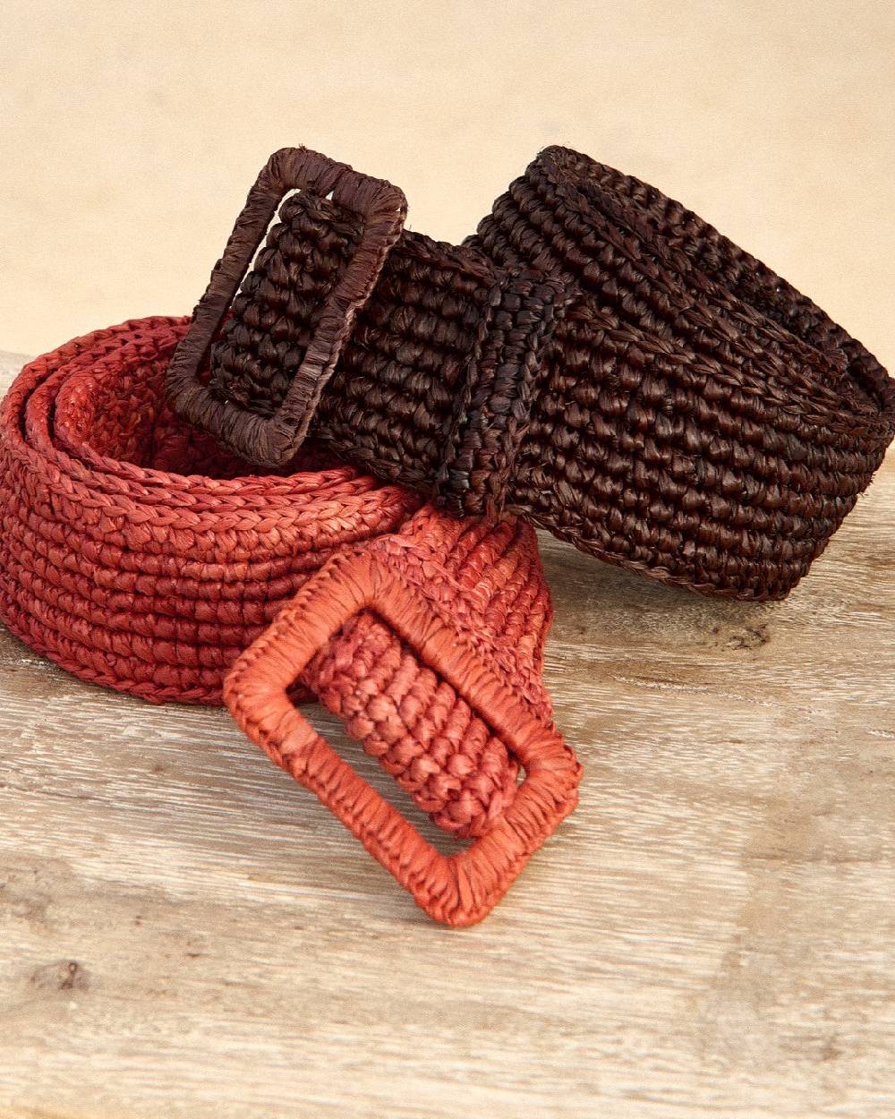 Manebí Natural Raffia Belt - Rust Sconti VIP