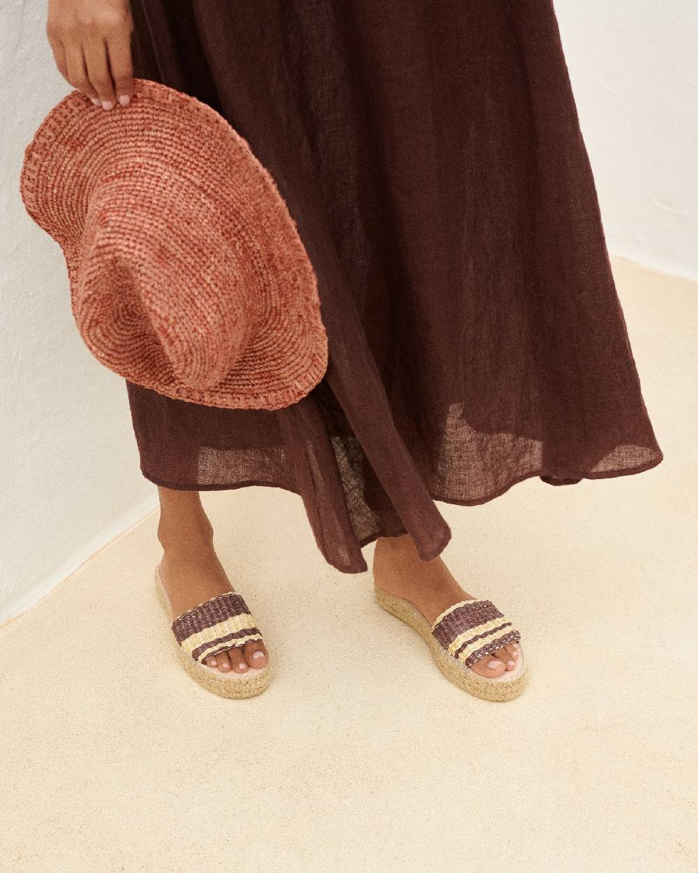 Manebí Raffia Panama Hat - Rust Prezzo basso