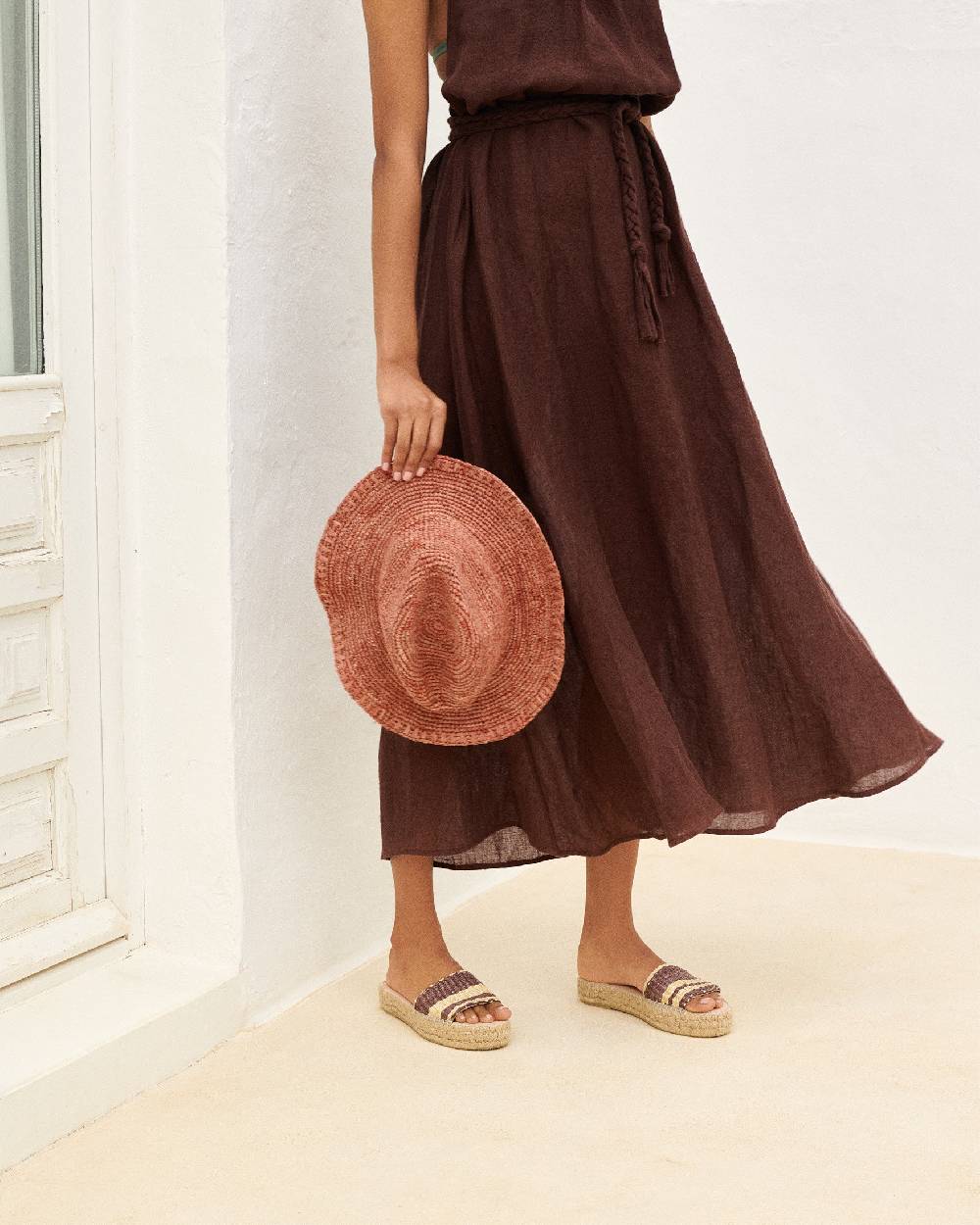 Manebí Raffia Panama Hat - Rust Prezzo basso