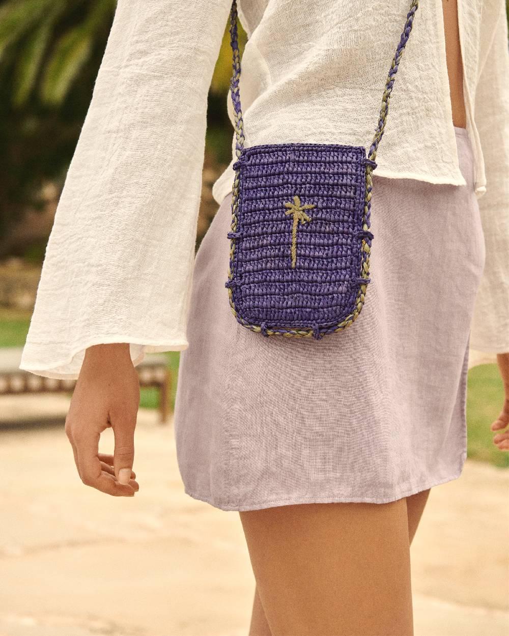 Manebí Raffia Phone Case - Summer Purple With Mineral Green Palm Super Saving Price