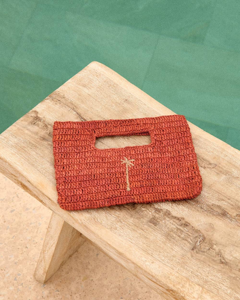 Manebí Raffia Handbag Mini - Rust With Tan Palm Rilascio limitato