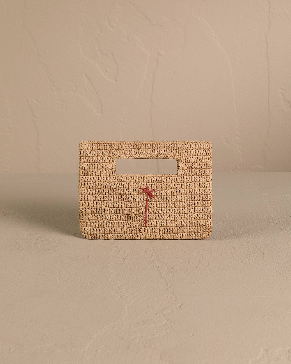 Manebí Raffia Handbag Mini - Tan With Brown Palm ACQUISTA ORA