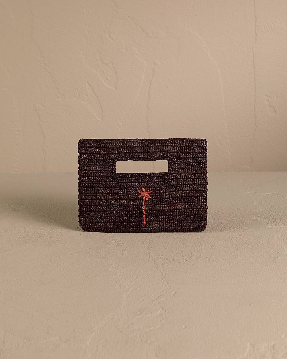 Manebí Raffia Handbag Mini - Chocolate With Rust Palm Latest stili