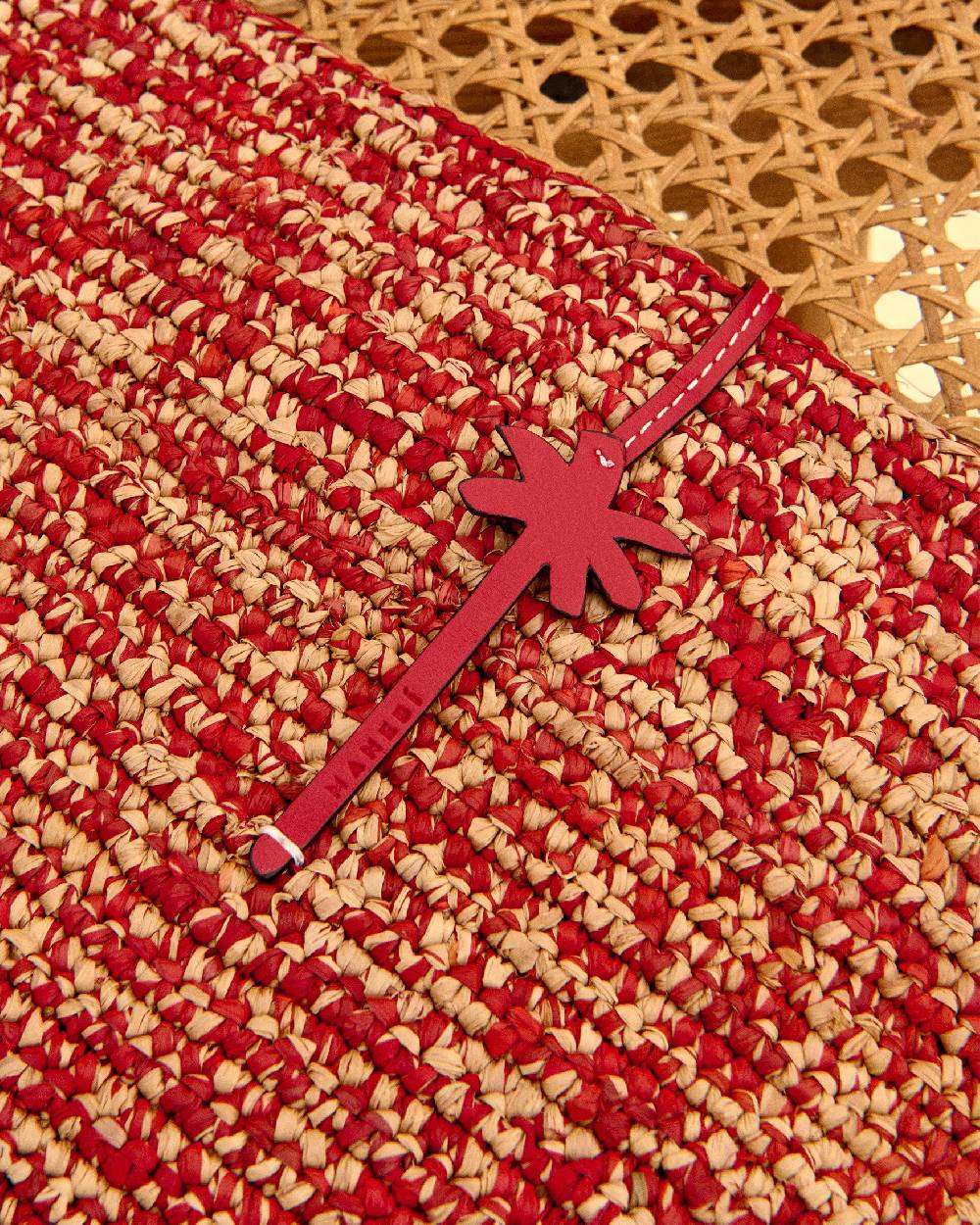 Manebí Raffia Clutch - Leather Palm Rust Tan Mélange \u0026 Rust Ultimi due giorni