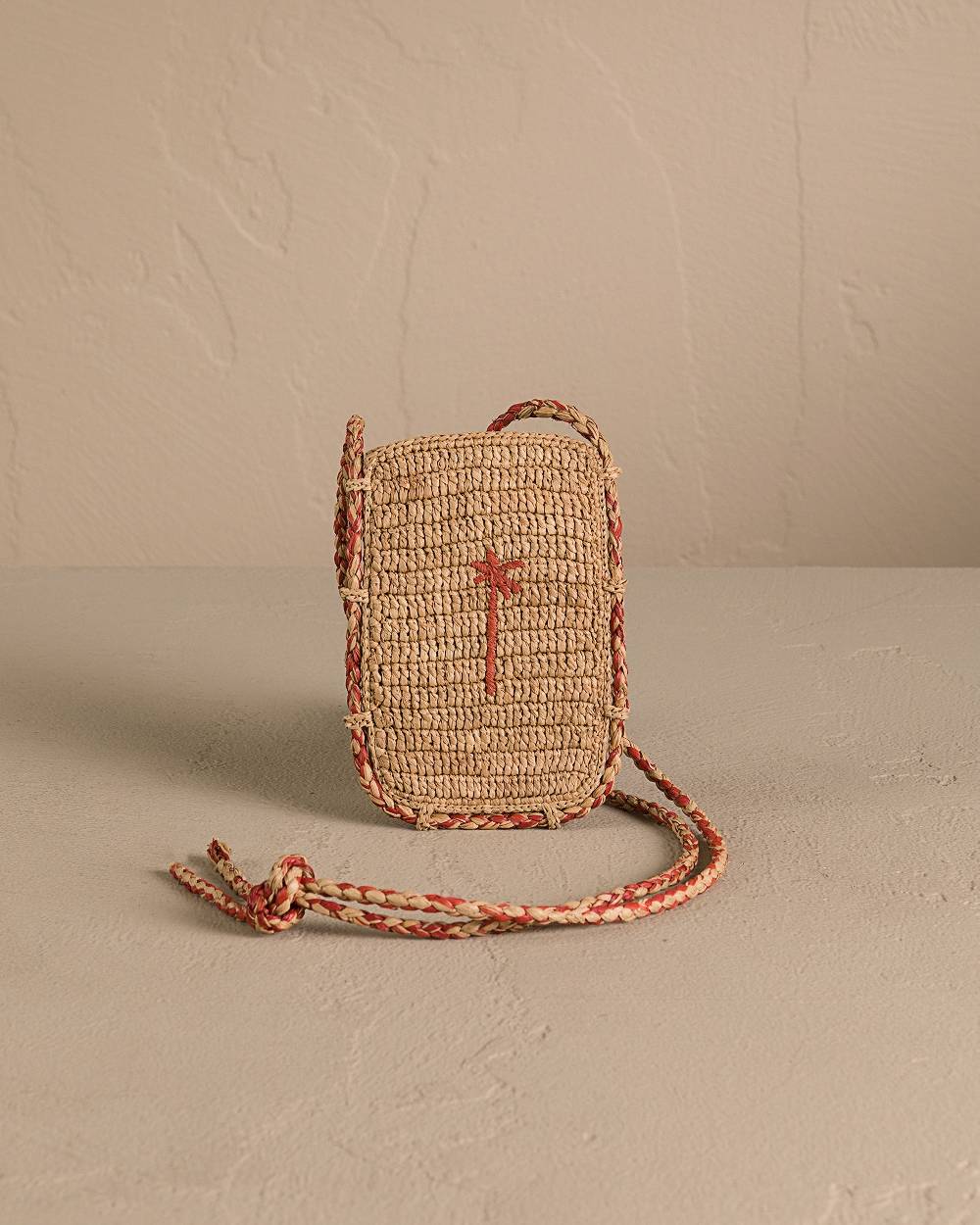 Manebí Raffia Phone Case - Tan \u0026 Rust Super sconto