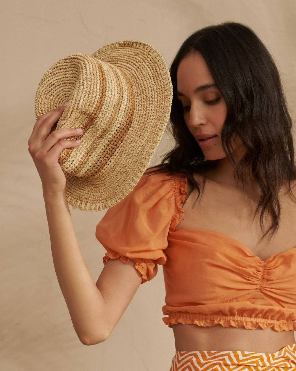 Manebí Raffia Panama Hat - Striped Striped Enormi sconti