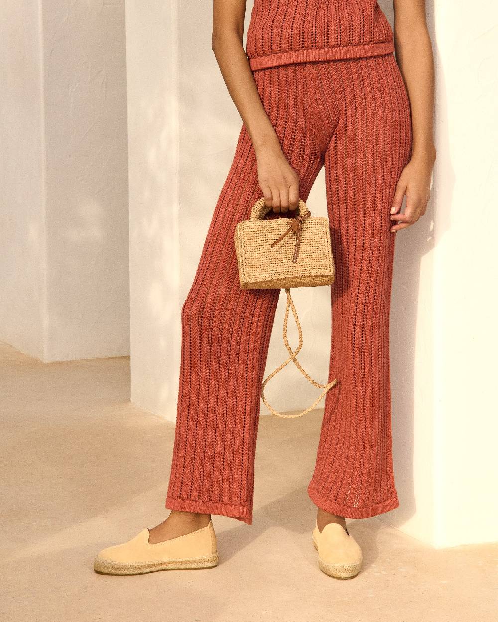 Manebí Natural Raffia Sunset Bag Mini - Palm Leather Tag - Tan Officina