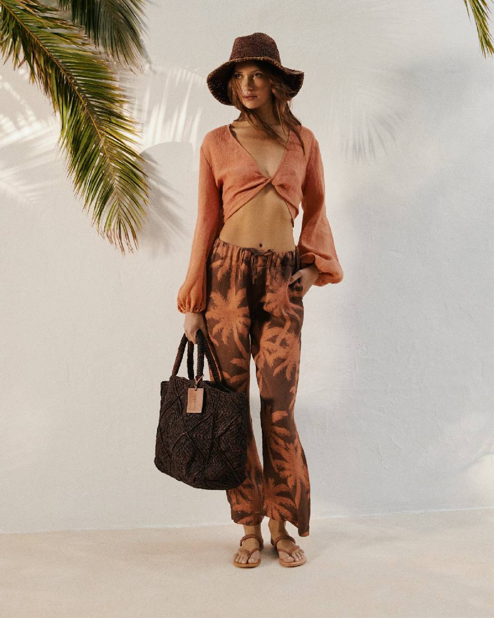 Manebí Raffia Crochet Sunset Bag Large - Chocolate Sconti questo mese