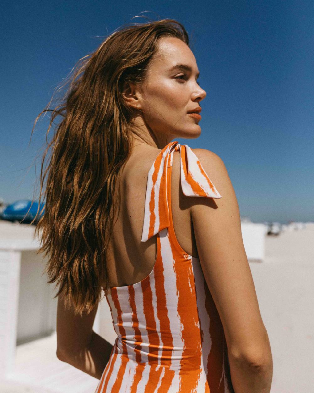 Manebí Printed Tie-Up|One-Shoulder One Piece - Soft Touch Eggnog \u0026 Orange Rust Zebra In Saldo
