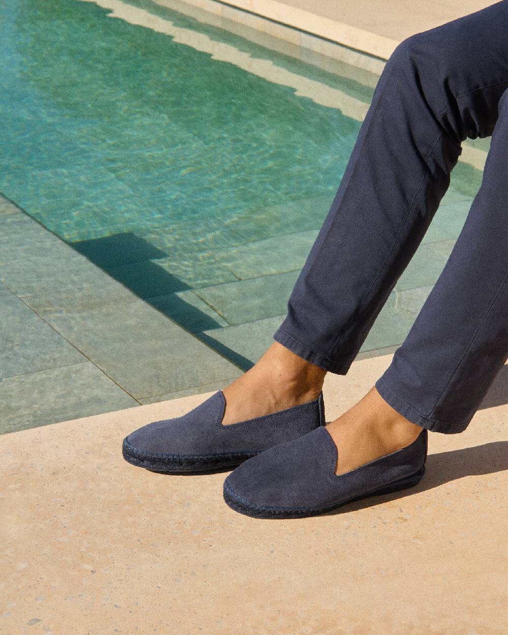 Manebí Espadrillas flat in pelle scamosciata - Hamptons -Patriot Blu ton sur ton Offerta natalizia