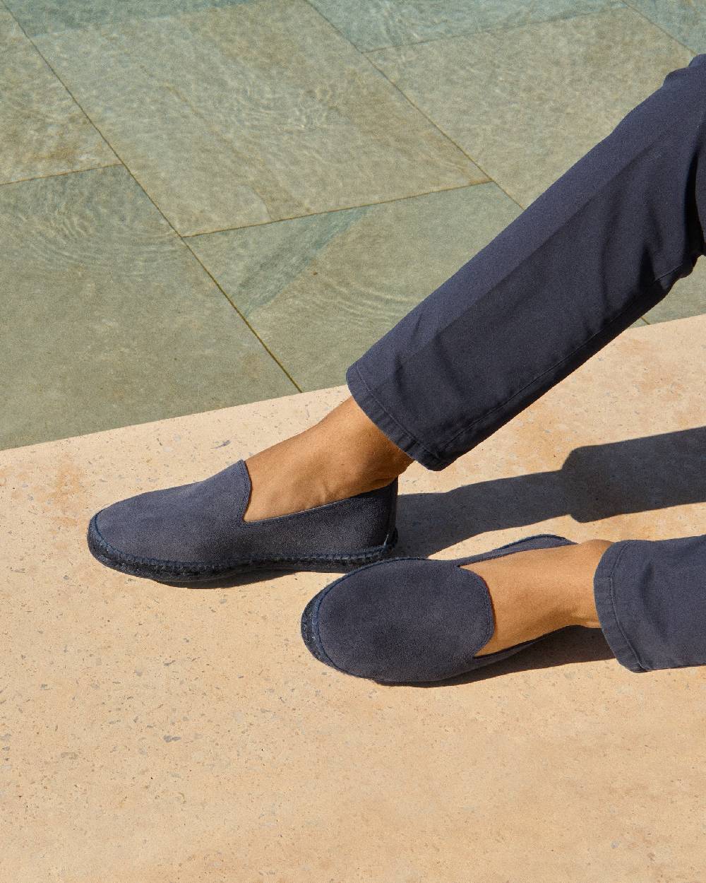 Manebí Espadrillas flat in pelle scamosciata - Hamptons -Patriot Blu ton sur ton Offerta natalizia