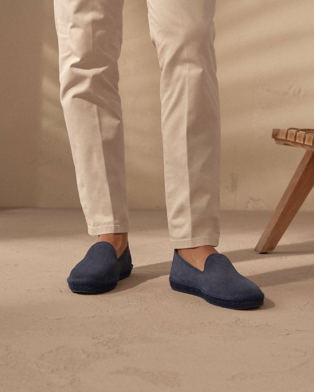 Manebí Espadrillas flat in pelle scamosciata - Hamptons -Patriot Blu ton sur ton Offerta natalizia