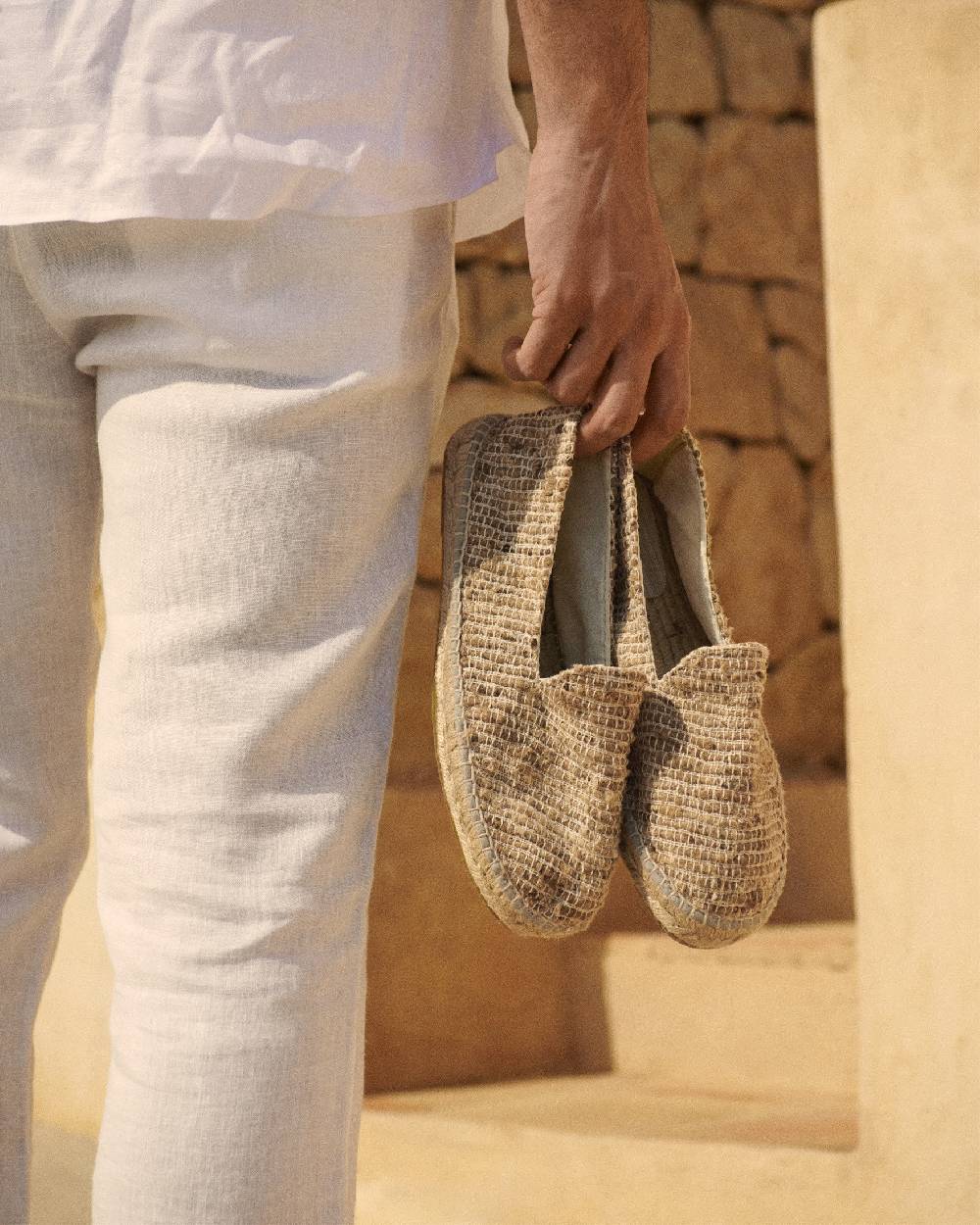 Manebí Raw Woven Silk \u0026 Cotton Espadrilles - Yucatán Natural Vendita calda