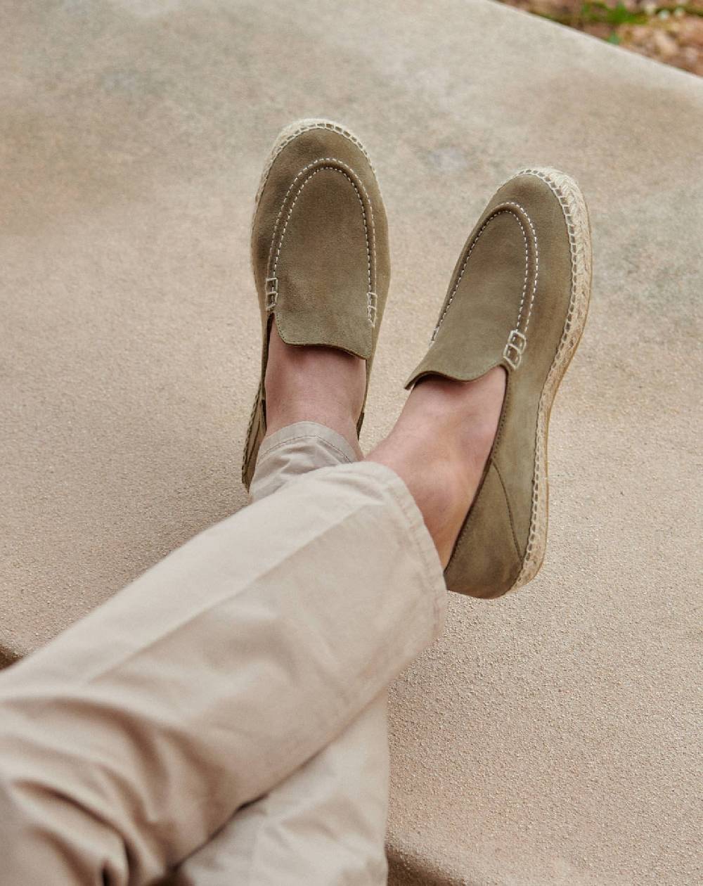 Manebí Mocassini Traveler Espadrillas in pelle scamosciata- Hamptons - Forest ACQUISTA ORA