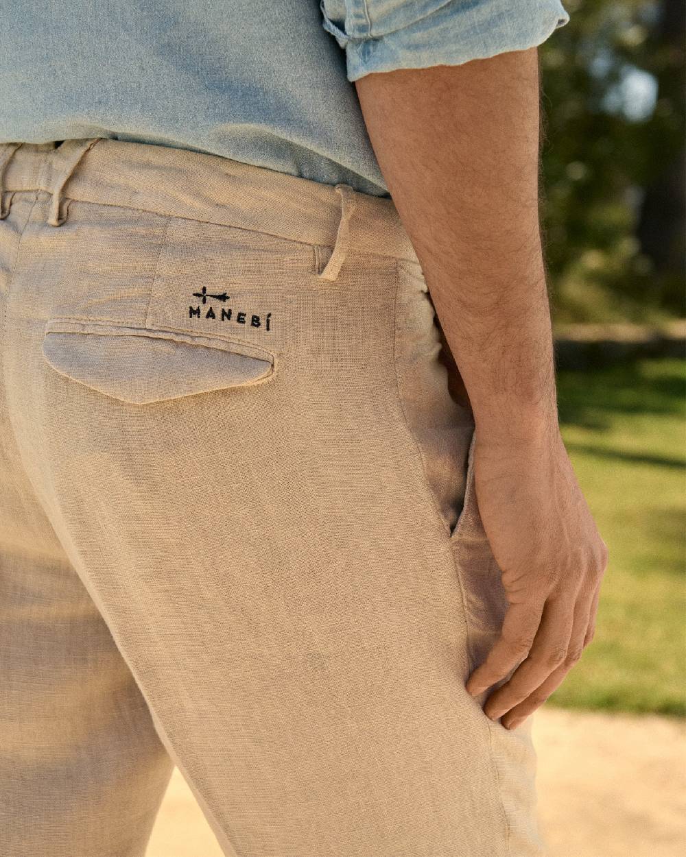 Manebí Irish Linen Savana Trousers - Kaki Beige Offerta speciale della fabbrica