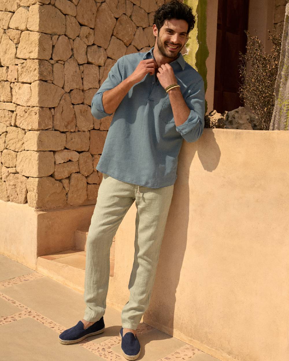 Manebí Lenim: Linen Denim|Nassau Polo Shirt Sostegno trimestrale