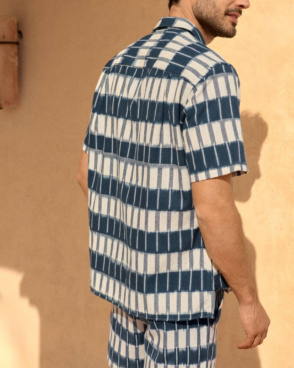 Manebí Dyed Cotton|Havana Camp-Collar Shirt - Navy Blue \u0026 Indigo Pattern Discount Store per i nuovi prodotti