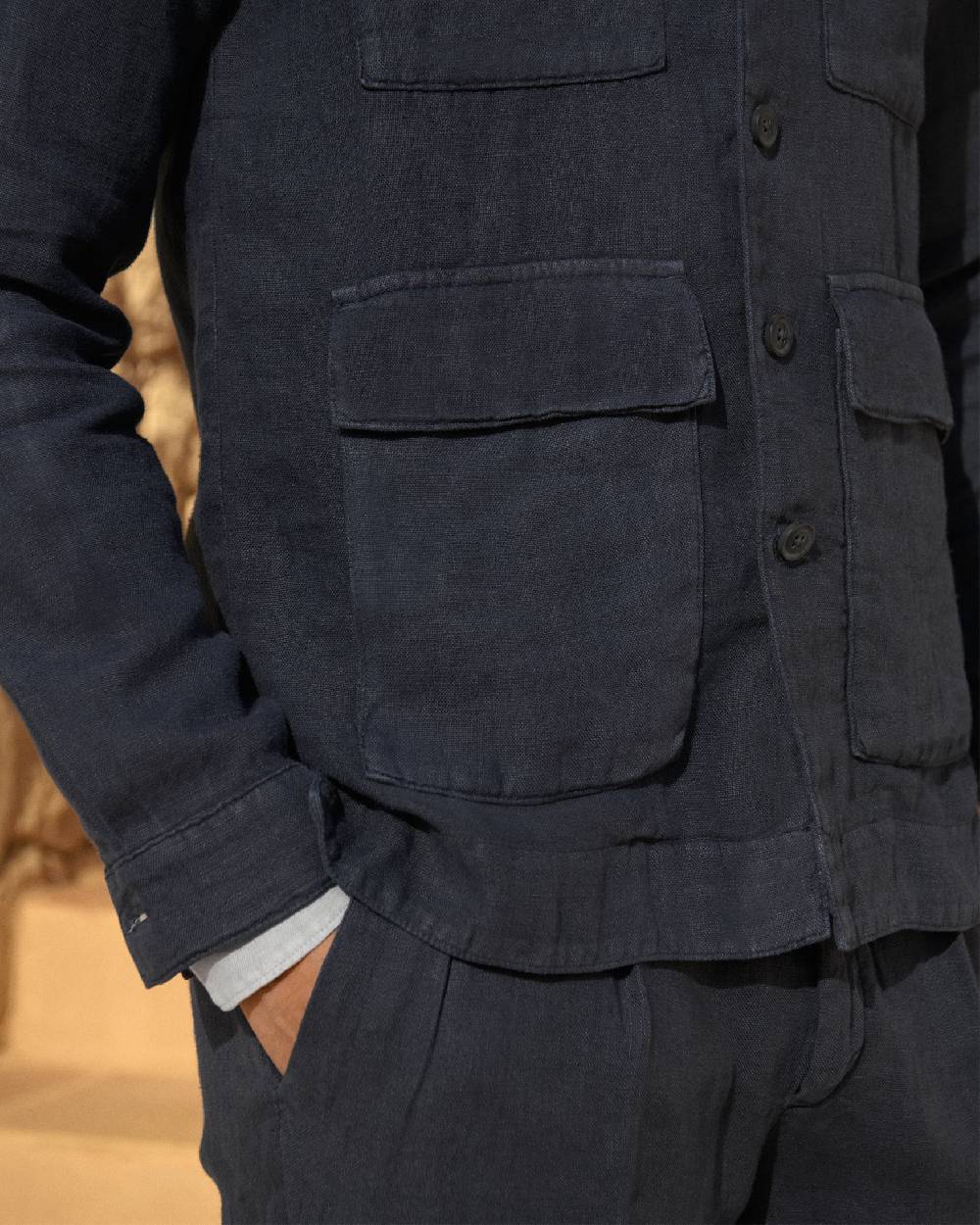 Manebí Irish Linen Savana Jacket - Night Blue Solo un giorno rimasto