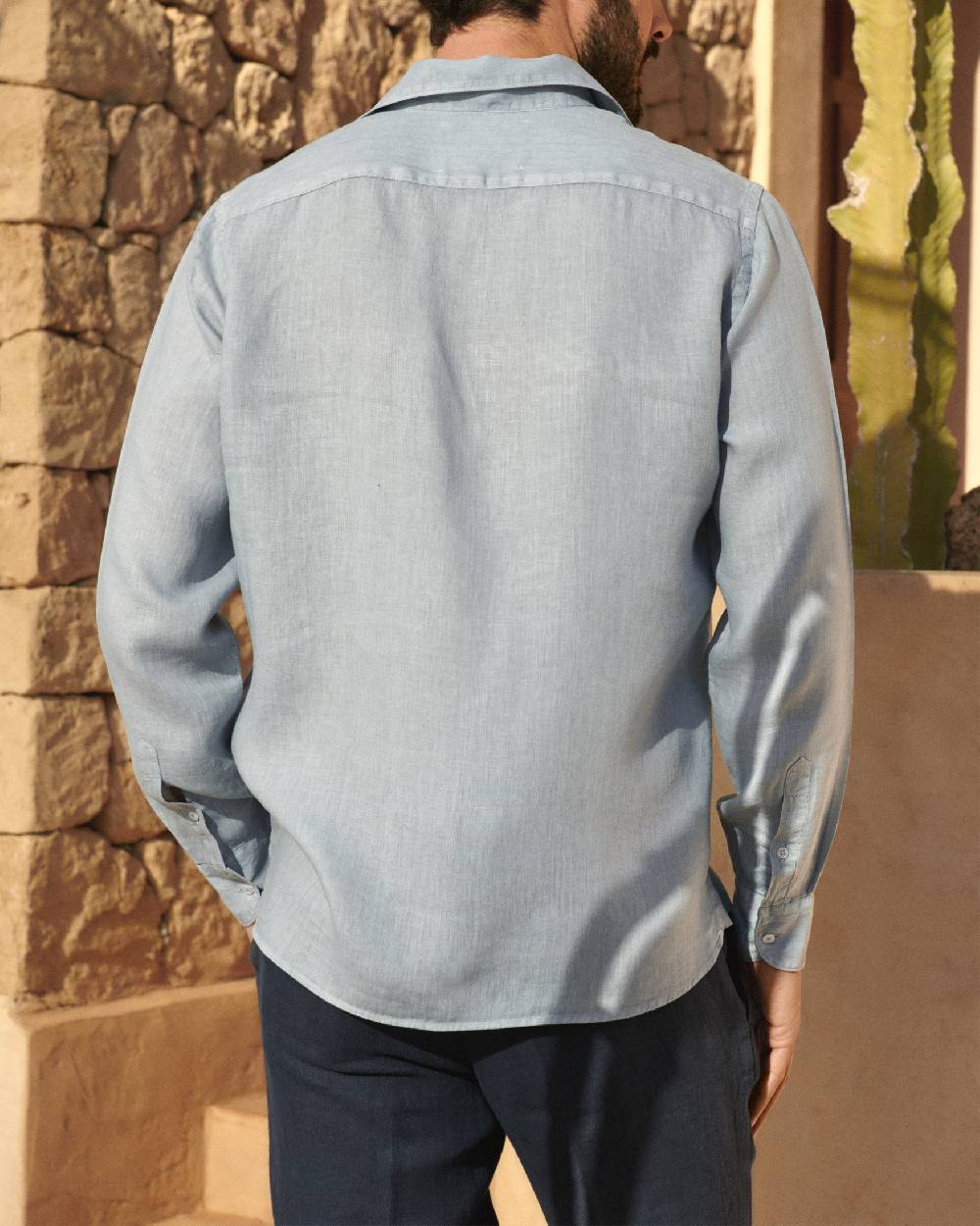 Manebí Washed Linen Panama Shirt - Grey Blue Super sconto