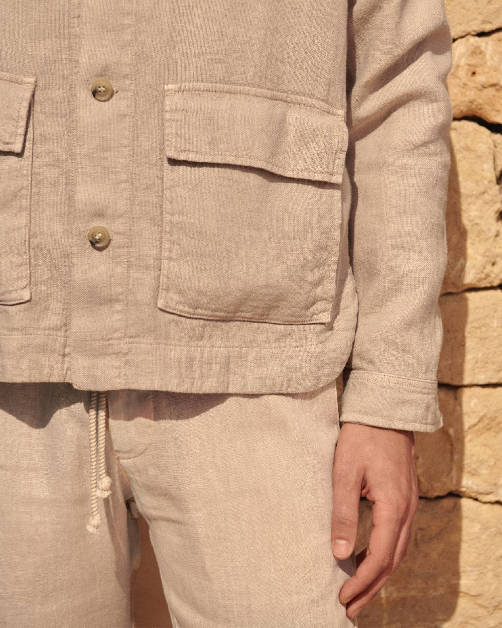 Manebí Linen Sahara Over Jacket - Kaki Beige 50% di sconto con spedizione gratuita