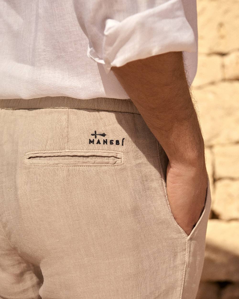Manebí Washed Linen Venice Trousers - Kaki Beige Officina