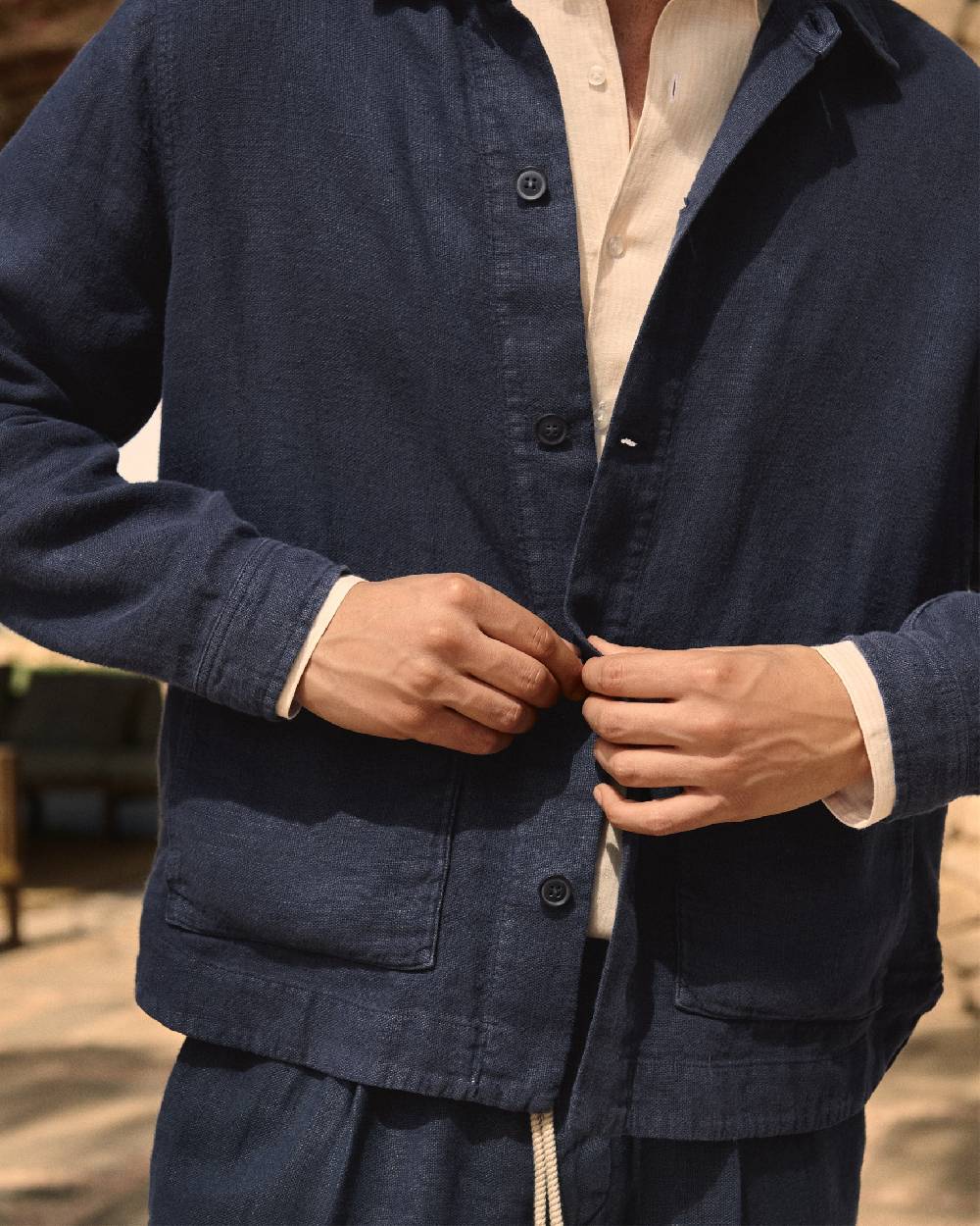 Manebí Linen Sahara Over Jacket - Night Blue Limitato a 3 giorni