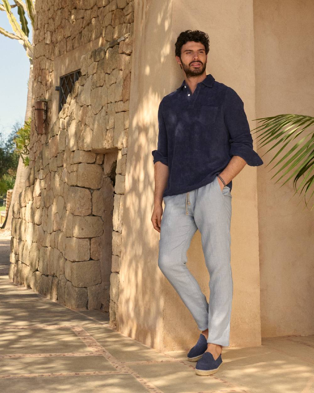 Manebí Washed Linen Venice Trousers - Grey Blue In vendita