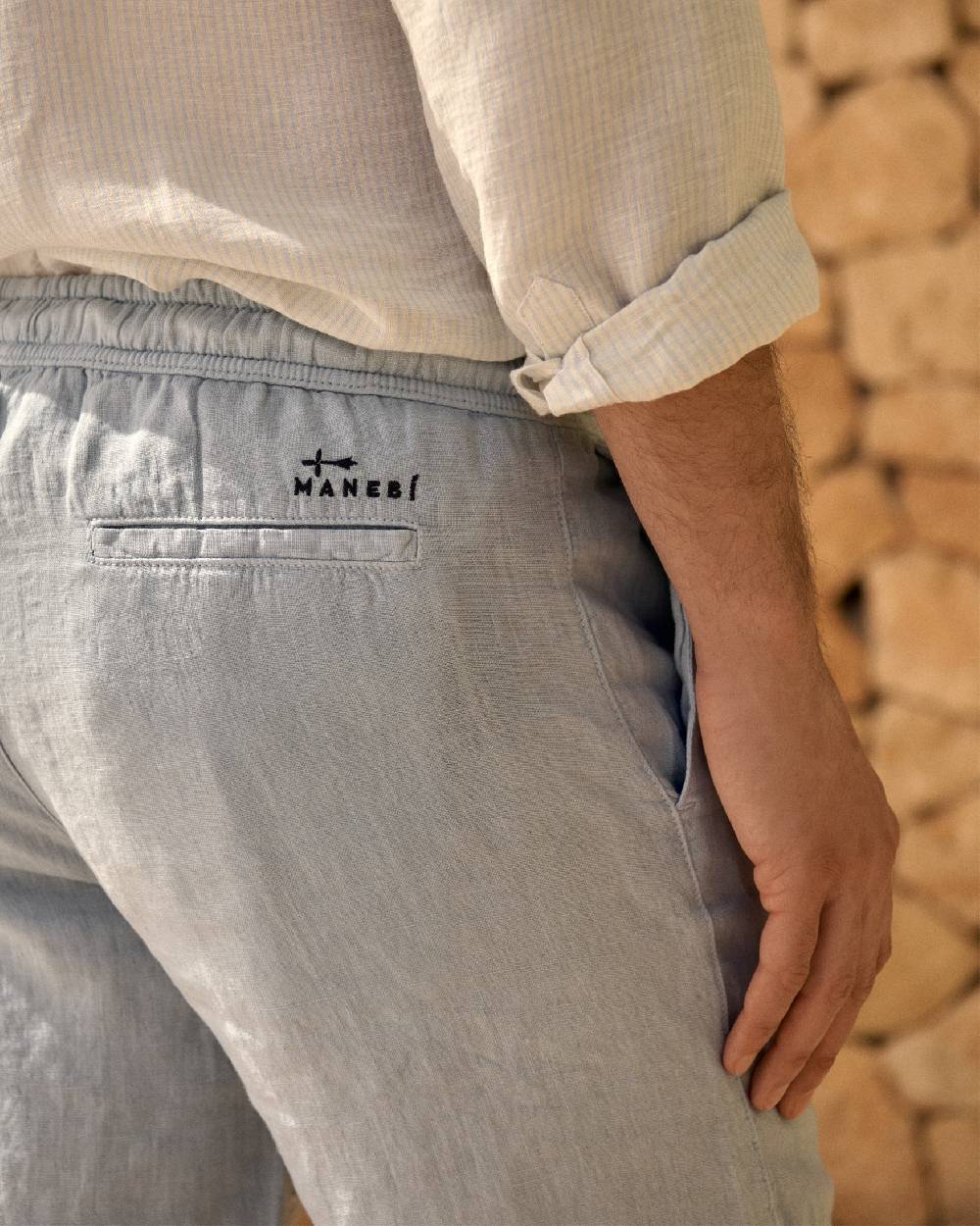 Manebí Washed Linen Malibu Shorts - Grey Blu Duty-free