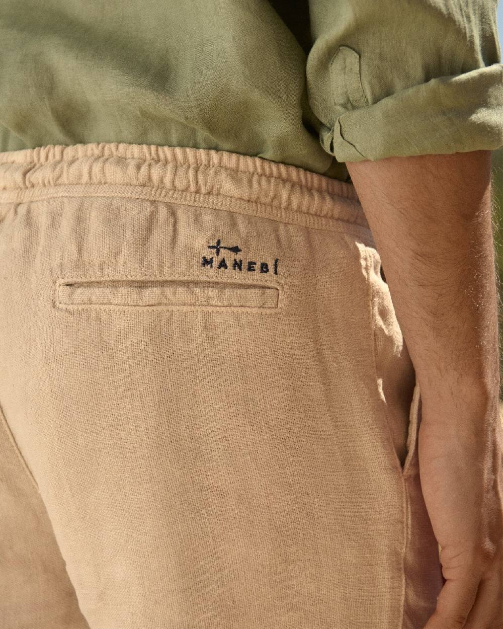 Manebí Woven Linen Malibu Shorts - Kaki Beige 50% di sconto per tempo limitato