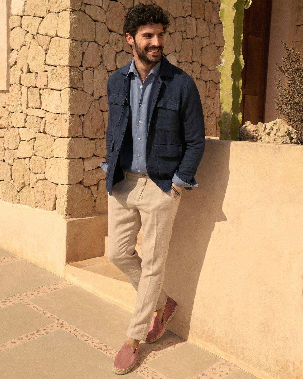 Manebí Woven Linen Milano Trousers - Kaki Beige 2025
