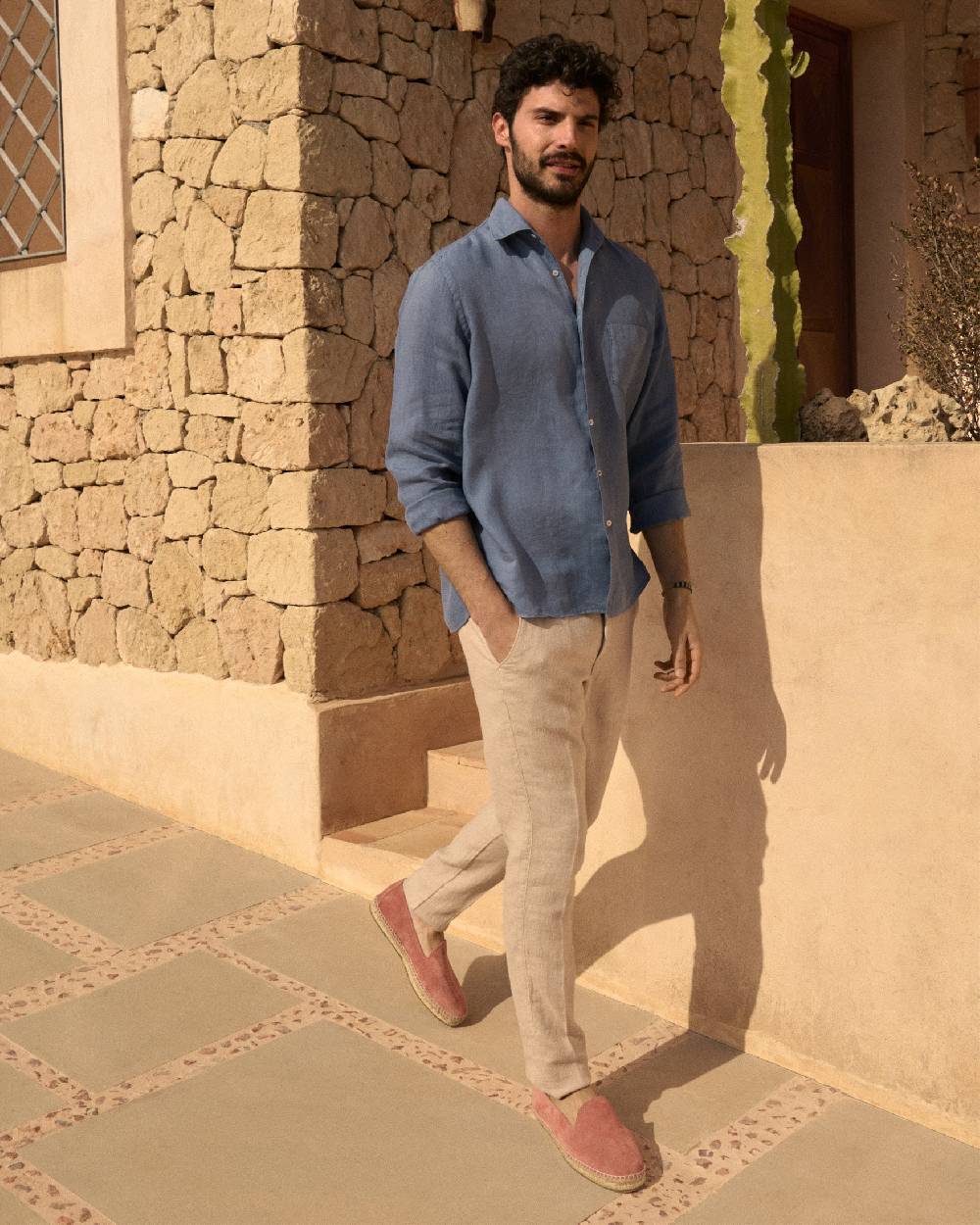 Manebí Woven Linen Milano Trousers - Kaki Beige 2025
