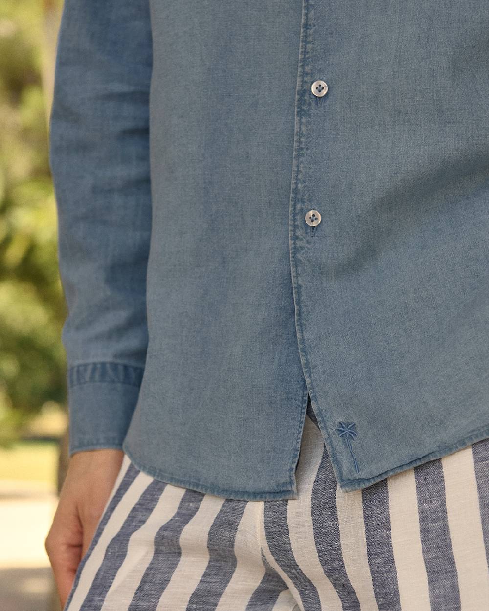 Manebí Lenim: Linen Denim|Panama Shirt In Linea