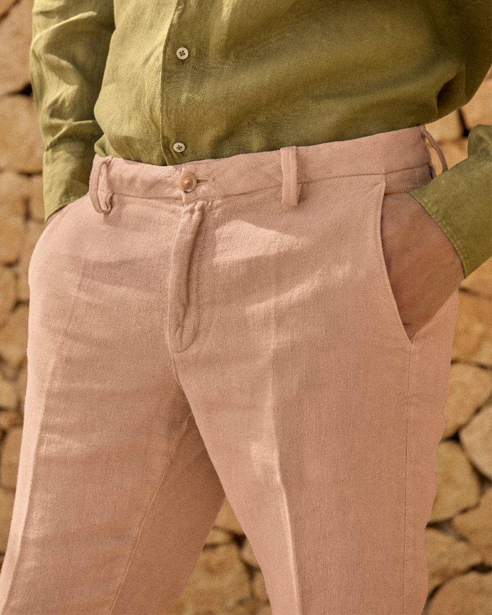 Manebí Woven Linen Milano Trousers - Spanish Villa Nuovo
