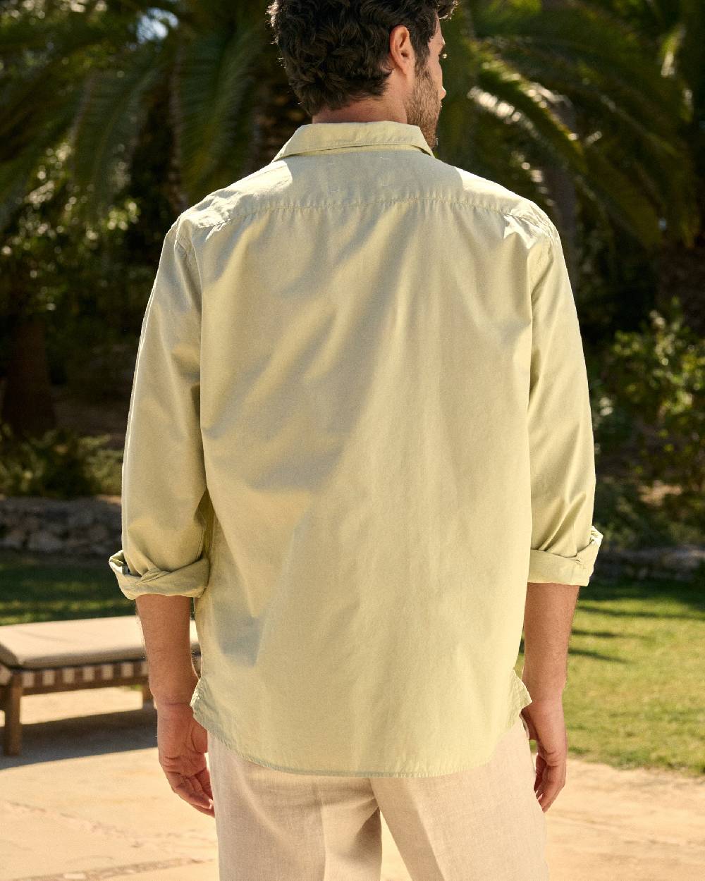 Manebí Poplin Panama Shirt - Light Green Vendita